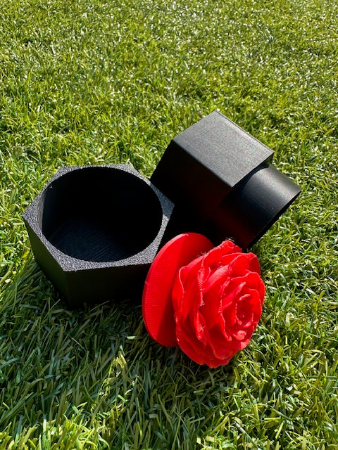 Intricate Rose In Hexagonal Box