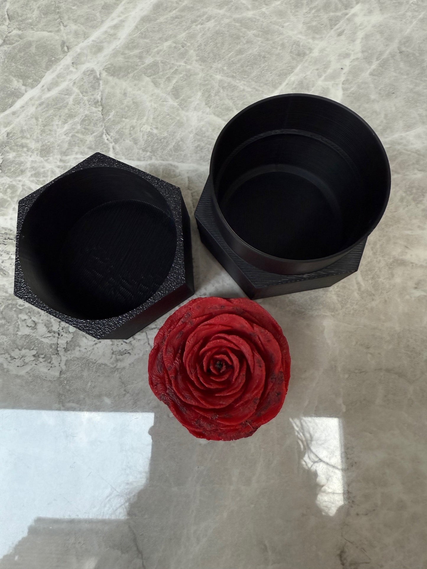 Intricate Rose In Hexagonal Box