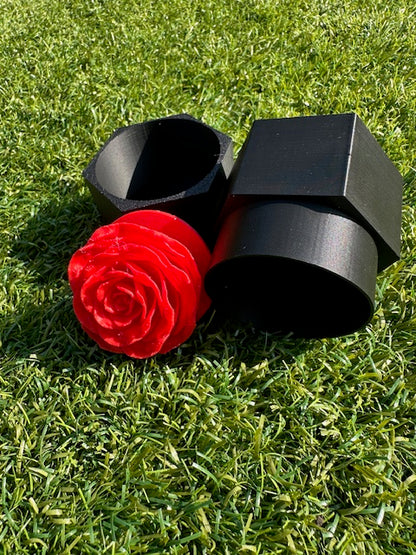 Intricate Rose In Hexagonal Box